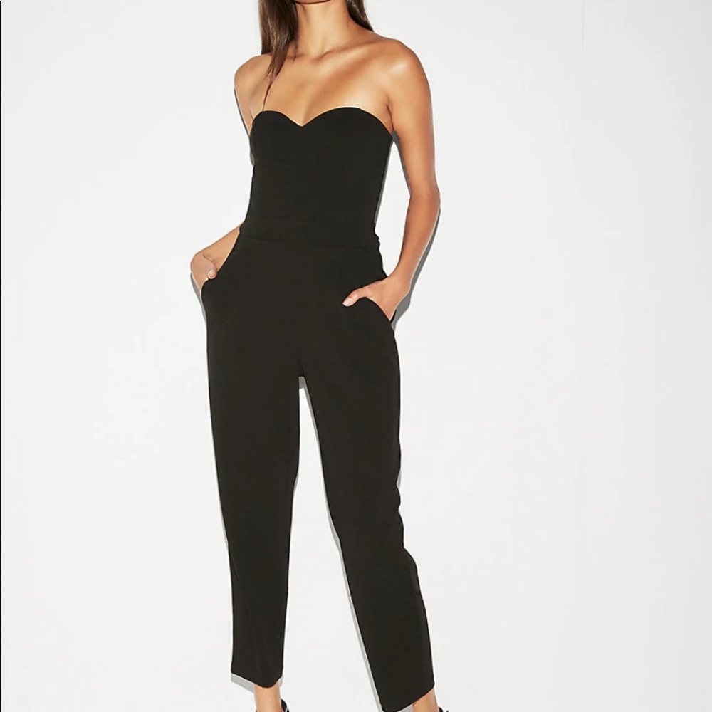 NWT Strapless Sweetheart Neck Jumpsuit In Black